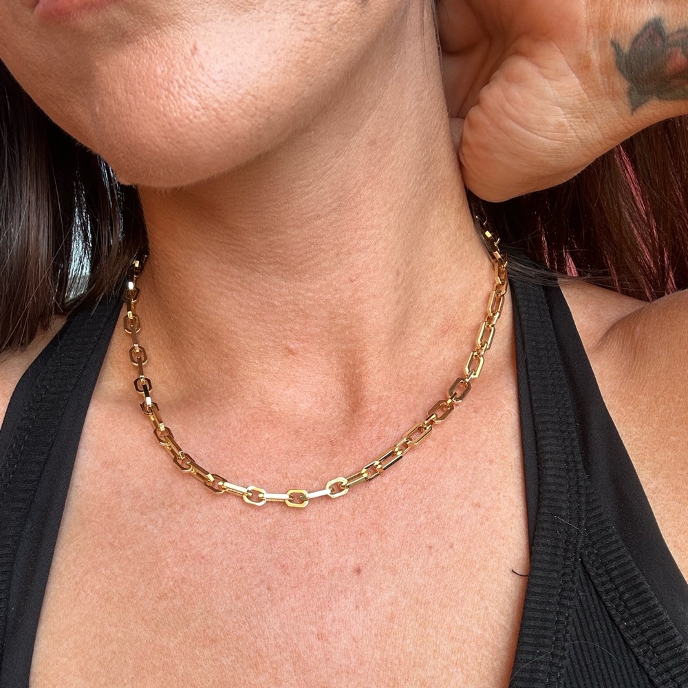 24k Gold Filled Chunky Chain and Bracelet -No clasp this is a jewelers set - Picture 4 of 8